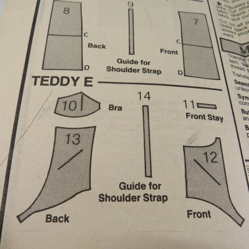 Vogue 9765  Sewing Pattern Undergarments Slip, Teddy, Camisole, Slip, Panties